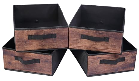 BOMKEE Clothes Collapsible Storage Bins, Wardrobe Organiser Foldable Organizers and Storage Baskets Cube Storage Bin for Bedroom Living Room (4 Pack) (STB-L01-MZWL)