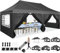 HOTEEL Gazebo with 6 Sides 3m X 6m Pop Up Gazebo 3m X 6m Marquee Gazebo Waterproof Party Tent All Weather Use for Party, Garden, Outdoor, Commercial, with Roller Bag & 4 Weight Bags, Black