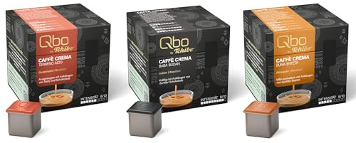 Tchibo Qbo Caffè Premium Kaffeekapseln, 81 Stück, 3x27 Kapseln in Würfelform, verschiedene Sorten, ausdrucksstarke Röstnote, aromaversiegelt, aus 70% nachwachsenden Rohstoffen¹, Kaffeegenuss Set