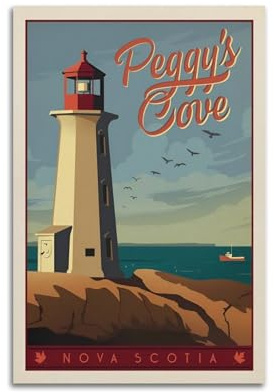 GLJXFP Vintage-Reiseposter, Motiv: Nova Scottia, Peggy's Love, Poster, dekoratives Gemälde, Leinwand, Wandposter und Kunstdruck, moderne Familienschlafzimmer-Dekoration, Poster, 40 x 60 cm