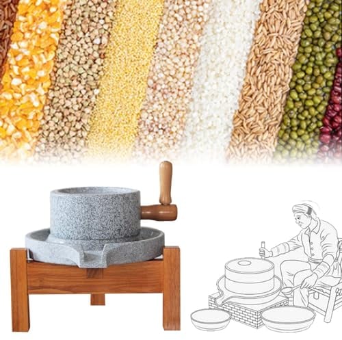 mulino a pietra Macchina per la macinazione del grano a manovella, Macinare il latte di soia bagnato / soia / fagioli mung / peperoncino secco, Macinino in pietra di granito fatto a mano per la farina