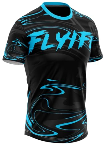 FLYIFE Herren Mountainbike MTB Top Kurzarm Atmungsaktiv Bequem Weich Feuchtigkeitstransport Radtrikot,Funktionsshirt Schnell Trocknen Stoff Fahrradtrikot für Radsport Outdoor Sport (L,P7)