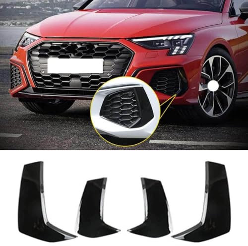 YMXFKY Auto Vordere Hinten Stoßstange Nebelscheinwerfer Gitter Abdeckung für Audi A3 8Y S line 2021 2022 2023 2024 Karosserie Styling Zubehör,Glossy Black