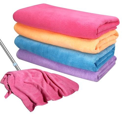 Olutacot 4 paños de limpieza de microfibra extragrandes de 30 x 20 pulgadas, reutilizables, gruesos, lavables, toallas de microfibra de color sólido para el hogar, oficina, ventana, coches, vidrio, 4