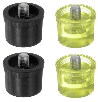 QUARKZMAN 2Set Hammer Ersatzköpfe 30mm/1.2 Durchmesser Doppelseitiger Kunststoff & Polyurethan Schonhammer Zubehör für Lederhandwerk Holzbodeninstallation, Schwarz Gelb