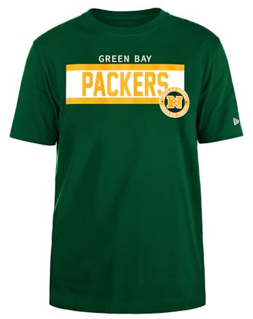 GREEN BAY PACKERS New Era Cap NFL Regular T-Shirt High Density Ink Screenprint Front Graphic Original Team Color Unisex