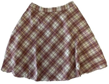 Allegra K Gonna a trapezio da donna a quadri con vita alta elastica in vita al ginocchio, rosa beige, S