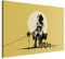 murando - Wandbilder XXL Banksy art 90x60 cm 1 tlg - Wand Deko Leinwand Bilder Groß Wanddeko Wohnzimmer Schlafzimmer Kunstdrucke - Abstrakt sitzendes Mädchen mit Sonnenblumenblüten h-H-10028-b-a