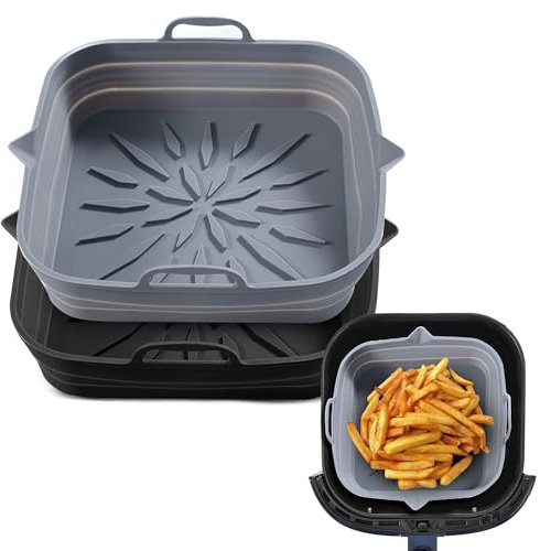Large Pack of 2 Silicone Air Fryer Liners – Reusable Airfryer Liners for Ninja Air Fryer & Tower T17088 – Heat-Resistant, Non-Stick, BPA-Free Ninja Air Fryer Liners for Air Fryers, Ovens