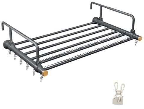 Radiador Secadora de Ropa de Acero Inoxidable, Tendedero Balcón Barandilla, Con Clip, Ranura Ondulada A Prueba de Viento, Para Colgar Calcetines Ropa En Balcón Baño, Tendedero Radiador(Grey,120cm (47.