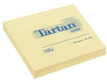 Post It 3M Tartan Haftnotizen, 76 mm x 76 mm, gelb, 100 Blatt