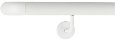 TIBU Handlauf Aluminium Weiß Geländer 30-600cm Wandhandlauf Treppe gewinkelte Edelstahlhalter, Länge 120 cm mit 2 Halter und Bogen zur Wand