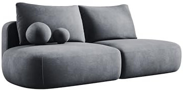 DomoHome Moderne Schlafsofa BABU mit Schlaffunktion – 3-Sitzer Sofa mit Bettkasten, DL-Automat, 2 Rückenkissen, 2 Zierkissen, 240x90x90 cm Grau
