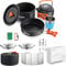 HOMGEN Set de Cuisine de Camping avec Pare-Brise Ensemble de Casseroles et Poêles de Camping en Aluminium pour 2-3 Personnes - Batterie de Cuisine Portable Légère pour l’extérieur, la Randonnée