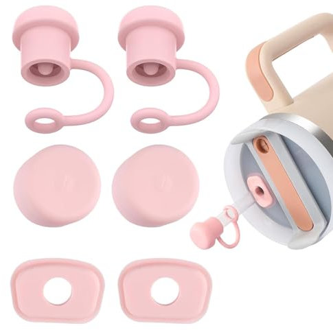 6 accesorios Stanley Cup, incluye 2 cubiertas de pajita de silicona, 2 tapones redondos y 2 cuadrados de boquilla, tapones de silicona a prueba de fugas para vasos Stanley Cup de 1,2 l y 850 ml, tazas