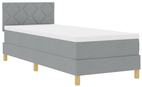 vidaXL Boxspringbett mit Matratze Hellgrau Gepolstert 80X200 cm Modernes Design Stoff für Erwachsene Holzwerkstoffbeine Einfache Montage und Komfort für zeitgenössisches Gästezimmer