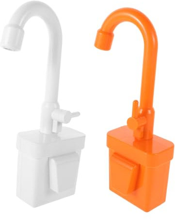 GARIOUANS 2pcs Play Sink Faucet: Pretend Play Kitchen Sink Running Water Electric Faucet Replacement - Rotatable Interactive Playhouse Toy Tap Accessories For Kids
