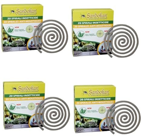 Spirali Antizanzare con Supporto in Metallo - in Fibra Naturale, Durata totale 80 spirali 240 Ore, Repellente Insetti per Esterni, Giardino, Balcone, Campeggio – Antizanzare Naturale 4 confezioni