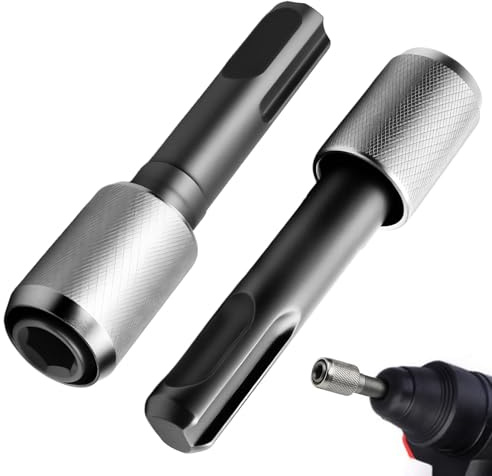 Qaum 2Pcs SDS Bit Adapter, 6.35mm1/4 Inch Hex Socket Drill Holder Converter,Round Shank to Hexagonal Shank Rod SDS Socket Adaptor, Bit Holder Adapter for Hammer Drills