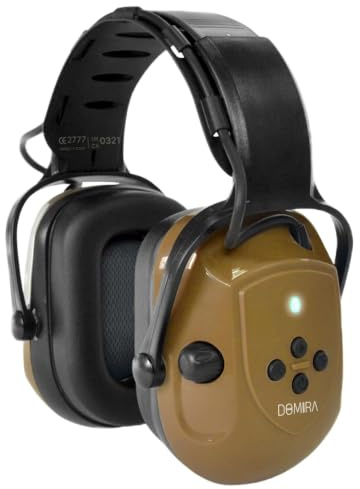 DOMIRA Bluetooth Electronic Unisex Ear Defenders SNR 30dB Noise Reduction – Hearing Protection Earmuffs with AUX, Mic & Stereo Sound for Shooting, Work & DIY – Brown/Black