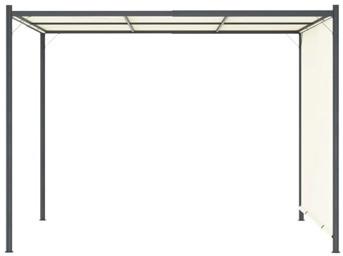 Gecheer Pergolato con tetto regolabile, sistema scorrevole per ombra e pioggia, struttura in acciaio 3x3m bianco crema, versatile per giardino terrazzo esterno