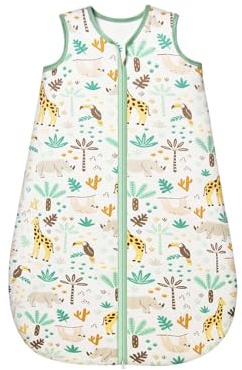 ToyaTec Baby Schlafsack 1.0 Tog,Superweiches Viskosegewebe aus Bambus, Reiner Bio-Bambusfaser-Schlafsack für Babys, für Frühling, Sommer und Herbst(Giraffe,S)