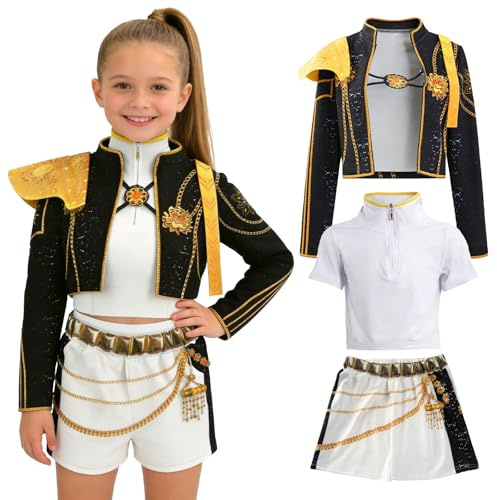 Civimili Ensemble de costume de cosplay d'anime pour filles - Uniforme avec veste, gilet et short - Costumes pour Halloween, carnaval, fête - Uniformes de cosplay pour enfants