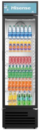 Hisense CPC271F7ABE Getränkekühlschrank/Freistehend / 277 Liter Volumen (258 Flaschen) / Glas-Ablagen/Mehrfach verstellbare Einlegeböden/PureFlat Design/BxHxT: 54×190,8×54,5 cm [Energieklasse E]