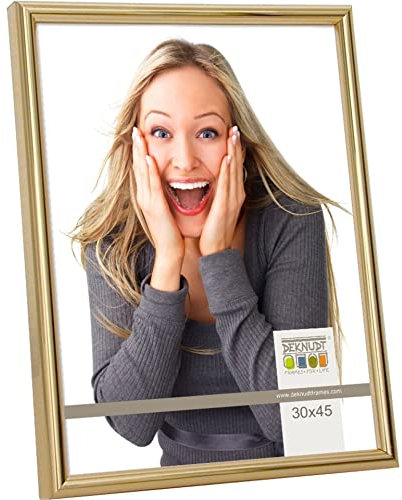 Deknudt Frames - Bilderrahmen aus Kunststoff für Bild 30x45cm - gold farbe - zum aufhängen - für Poster und Bilder - S011A4 30x45cm