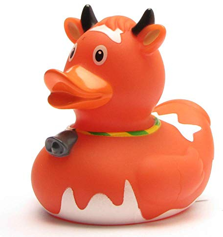 Badeente braune Kuh I Quietscheente I L: 9 cm I inkl. Badeenten-Schlüsselanhänger im Set