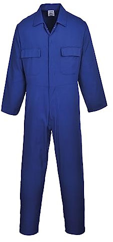 Portwest US999RBRL Regular Fit Euro Work Poly Cotton Coverall, Large, Royal Blue