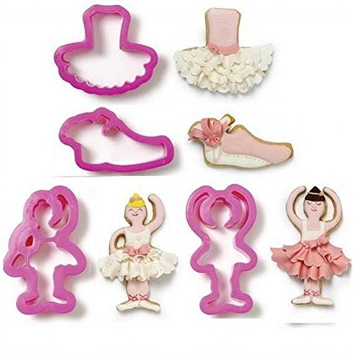 Decora 0255405 Tagliapasta Ballerina in Plastica, Kit di 4, Rosa