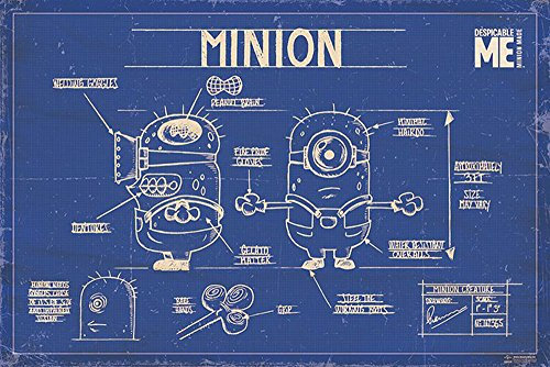 Despicable Me - Minions Blue Print - einfach unverbesserlich Poster - Größe 91,5x61 cm + 1 Ü-Poster der Grösse 61x91,5cm