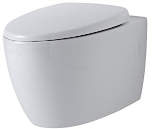 MILANO White Ceramic Wall Hung Rimless Toilet WC Soft Close Seat