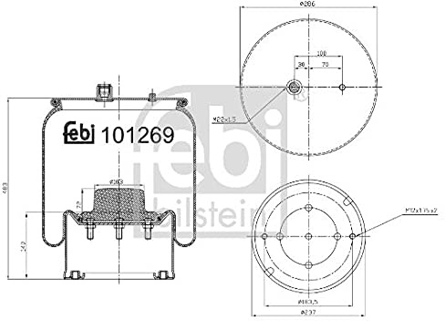 febi bilstein 101269 Luftfederbalg mit Stahlkolben , 1 Stück