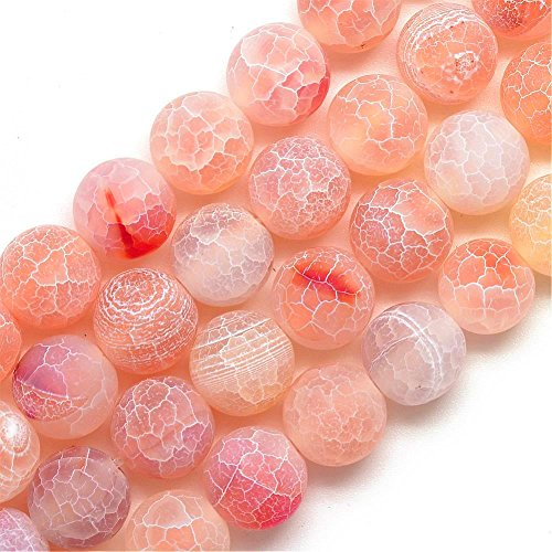 Edelsteine Achat Perlen 6mm Matt Orange Rund Naturstein Effloresce Achatperle Halbedelstein Edelstein Achat Stein Schmuck Kette Armband Agate Beads R305