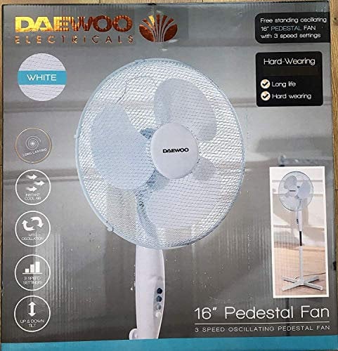 Daewoo 16 Inch Pedestal Fan 3 Speed Oscillating Pedestal Fan