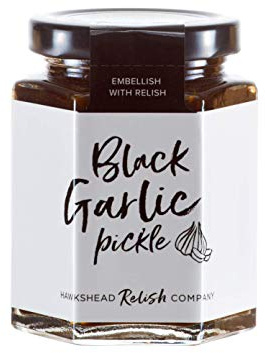 Hawkshead Relish Black Garlic Pickle 220g | Rich, tangy black garlic pickle with whole cloves, warming spices and deep umami flavour, handmade in Cumbria