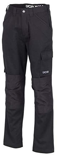 JCB - Mens Work Trousers - Cargo Trouser Men - Fits Large - Essential Workwear Trousers - Black - Size 32