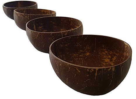 Asiastyle Kokosnuss Schale | Coconut Bowl | Vegan Bowl | 4 Schalen, innen und außen poliert | 100% natürlich (4)