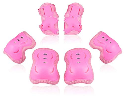 BOSONER Knieschoner Kinder Schoner Inliner Protektoren Schützer Inline Skates Knie Und Ellenbogenschützer Knieschützer Skateboard Rollschuhe (A#Rosa, M(9-15 Jahren))