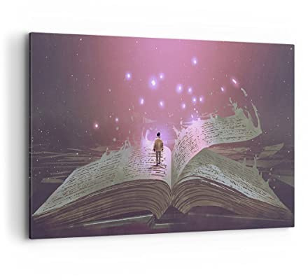ARTTOR Bilder auf Leinwand 120x80cm Wandbild Fantasy Sonstige - 4010 | Fantastisch Buch Groß XXL Wanddekoration Wohnzimmer Schlafzimmer Küche Wanddeko Wand Kunstdruck Wandkunst Wall Decor ARTTOR