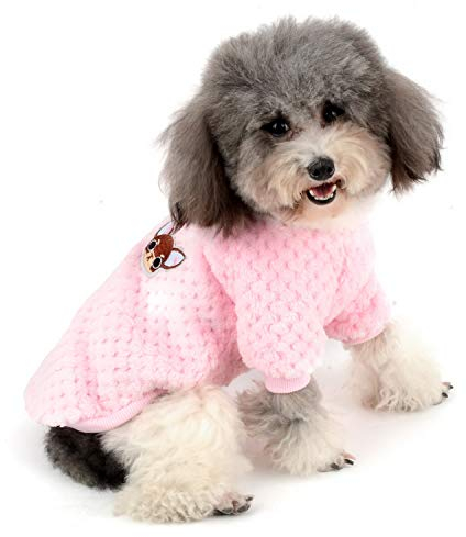 Zunea Small Dog Sweater Coat Fleece Pet Pullover for Dogs Boy Girl Winter Warm Soft Puppy Jumper Clothes Apparel Cat Outwear for Cold Weather Pink XL