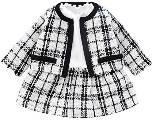famuka Baby Girl Dress Coat Tops+A-Line Skirt Set Outfit Clothes for Party
