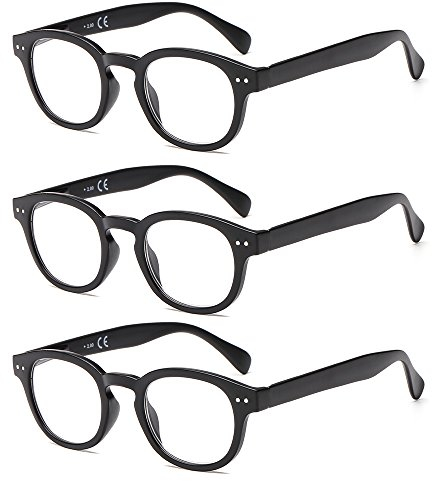 Suertree Lesebrille 3 Pack Sehhilfe Feder Scharnier Rund Augenoptik Brille Unisex Lesehilfe für Damen Herren 2.0X BM171