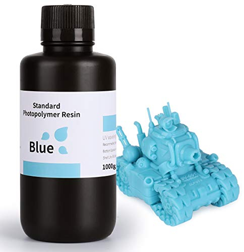 ELEGOO 3D Drucker Resin, UV 405nm Standard Resin mit Hohe Präzision und Schnelle UV-Härtung für MSLA/DLP/LCD 3D Drucker, Photopolymer-Kunstharz Flüssige 3D-Druckmaterialien, Blau 1000g
