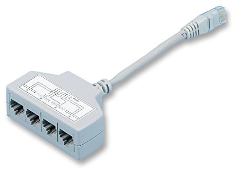 Cavo di rete Cat5e a 4 vie, da spina RJ45 a 4 jack RJ11, grigio, per cavi Ethernet senza marchio