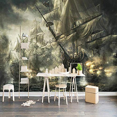 WALLPACL Fototapete Tapete 3D Retro Nostalgic Schiff Ölgemälde Bar Arbeitszimmer Wohnzimmer Tv Hintergrund Foto Wallpaper Mural-430 * 300Cm