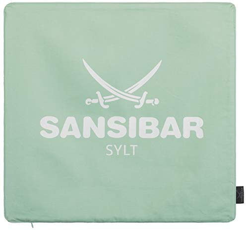 Sansibar Kissen Zierkissen Dekokissen Sofakissen 100% Baumwolle (Bezug - 45x45 cm - 2er-Set, Mint/Weiß)