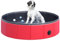 PawHut Piscina Plegable para Perros Gatos Ø80x20 cm Bañera Portátil para Mascotas PVC Antideslizante Múltiples Usos para Interiores y Exteriores Rojo